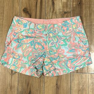 Lilly Pulitzer Sandbar Blue Make A Splash Cuffed Barclay Shorts Size 0